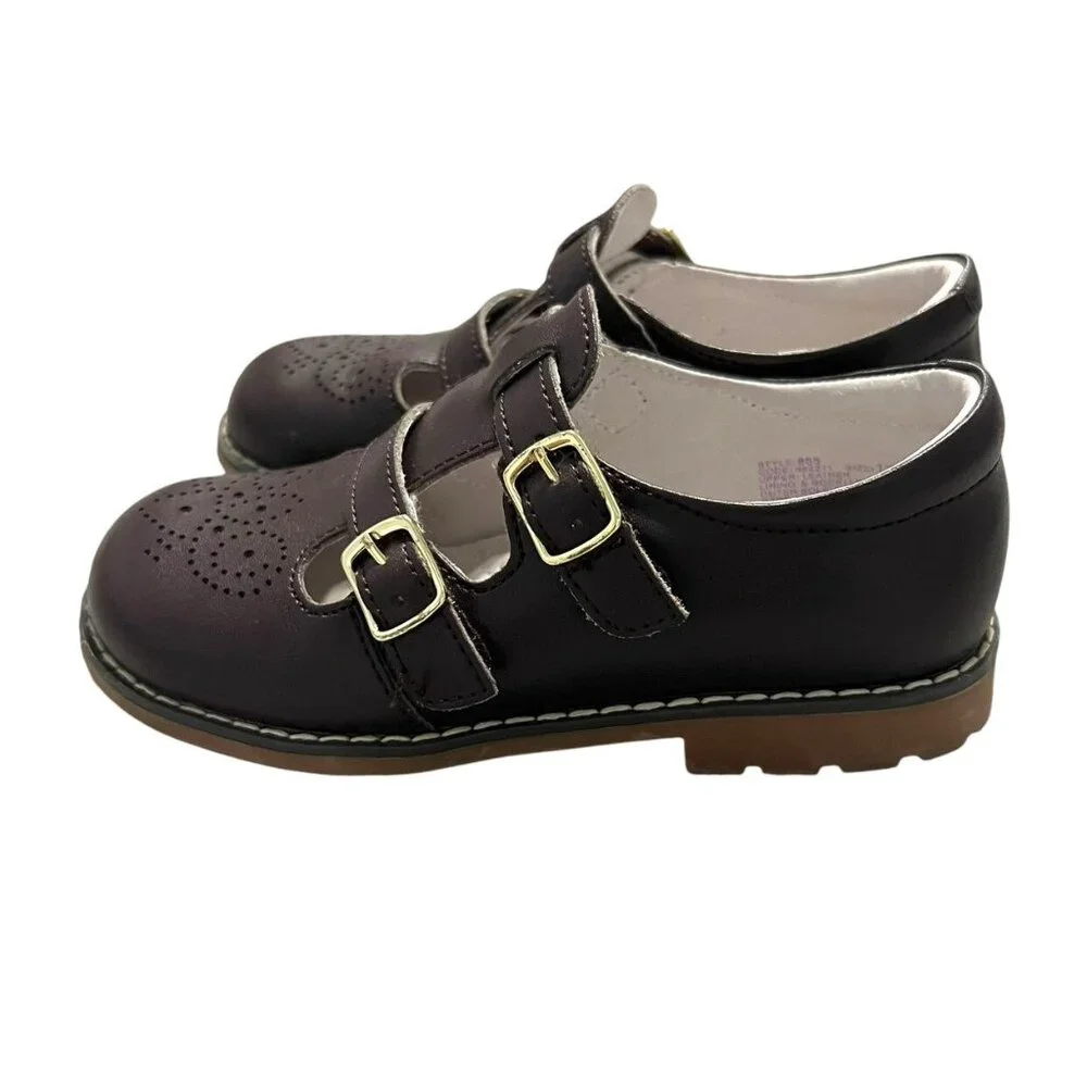 L'Amour Sz 12 Beatrix Brown Leather Mary Jane T-Strap Dress Shoes